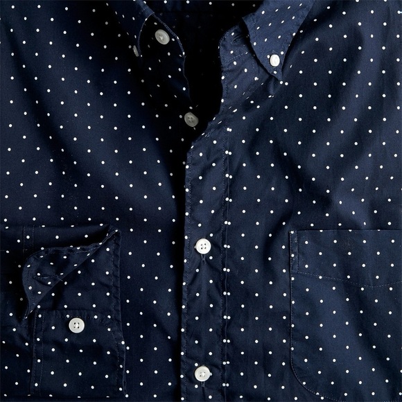 NWT J. Crew Navy Polka Dot Stretch Secret Wash Cotton Poplin Button Down Shirt - Picture 6 of 12